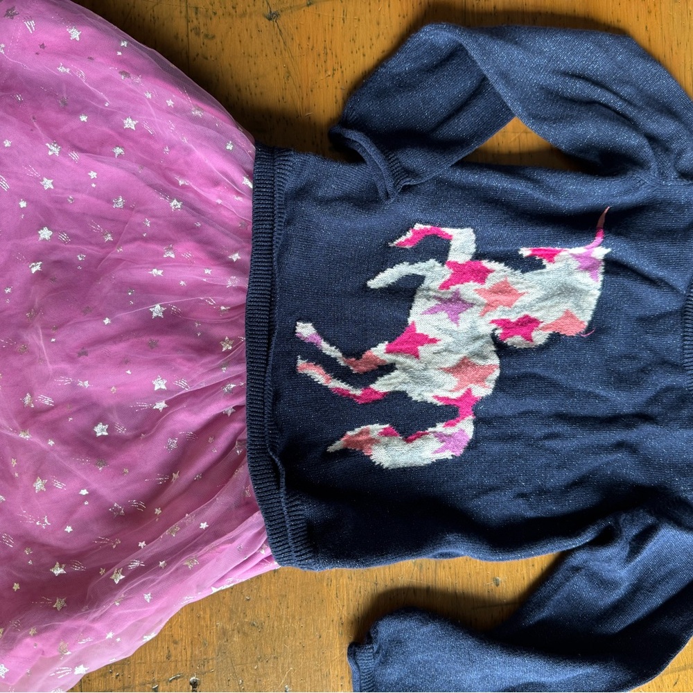 Hatley Navy and Pink Unicorn Sweater
